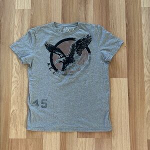 American Eagle Outfitters Grey T-Shirt for Men with Logo